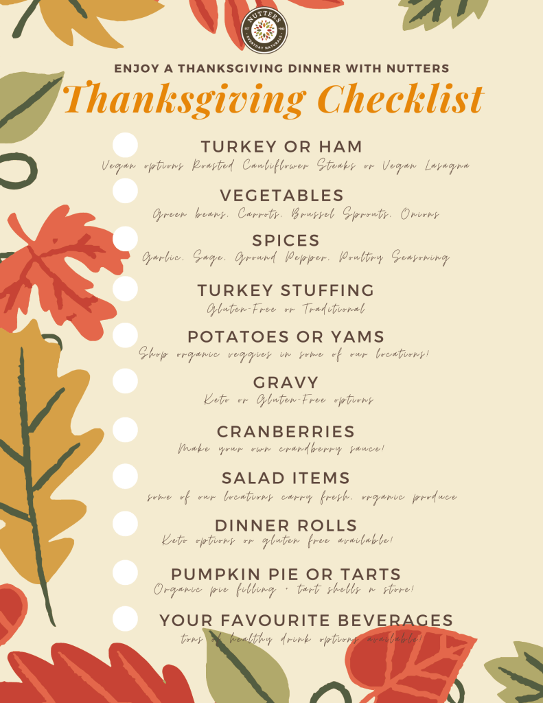 printable thanksgiving checklist - nutters everyday naturals